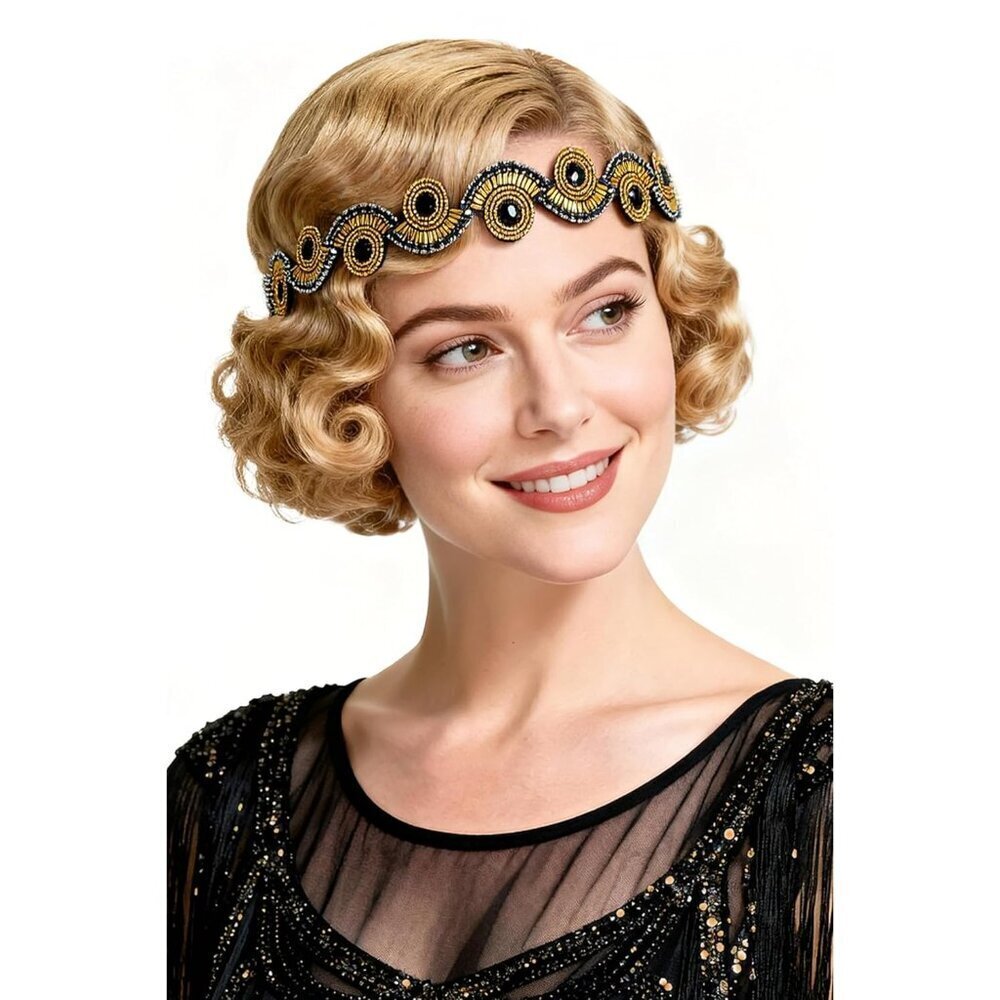 Flapper Headpiece Women Vintage Beaded Flower Gatsby 20s Roaring Accessory